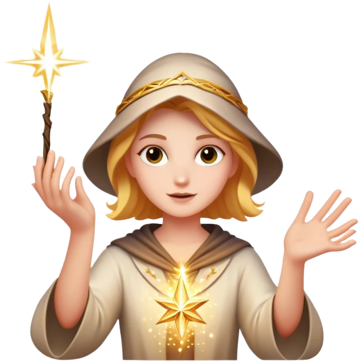 character casting a magic spell with sparkles and magic effects emoji