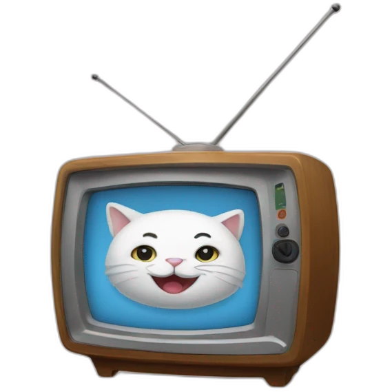 Un chat sur une tele emoji