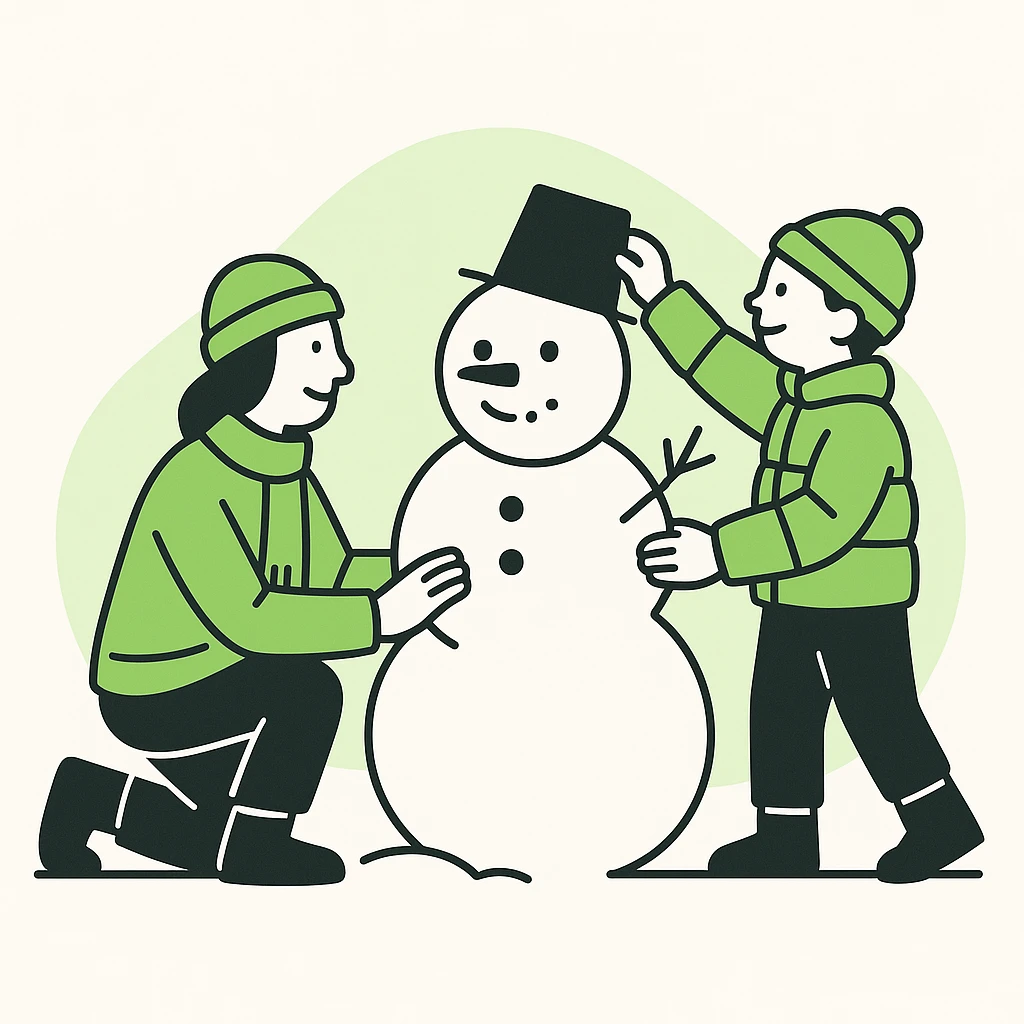 people making a snowman emoji