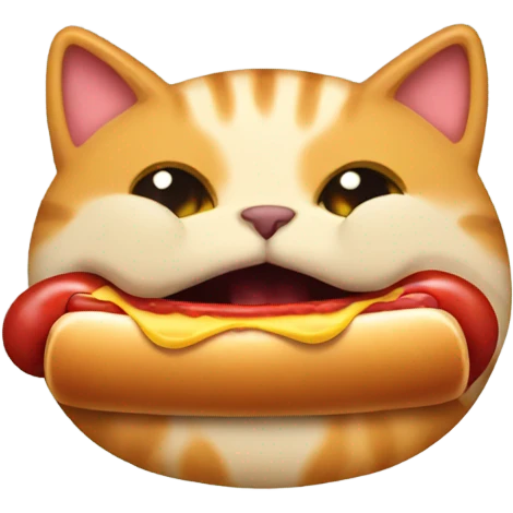 Cat eating hotdog emoji
