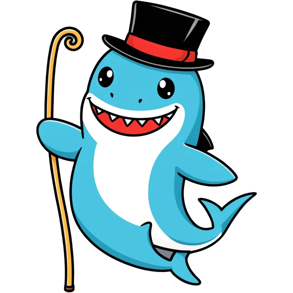 Shark with a top hat emoji