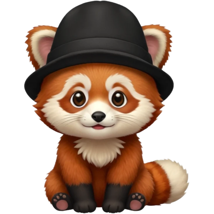 baby Red panda wearing black hat emoji