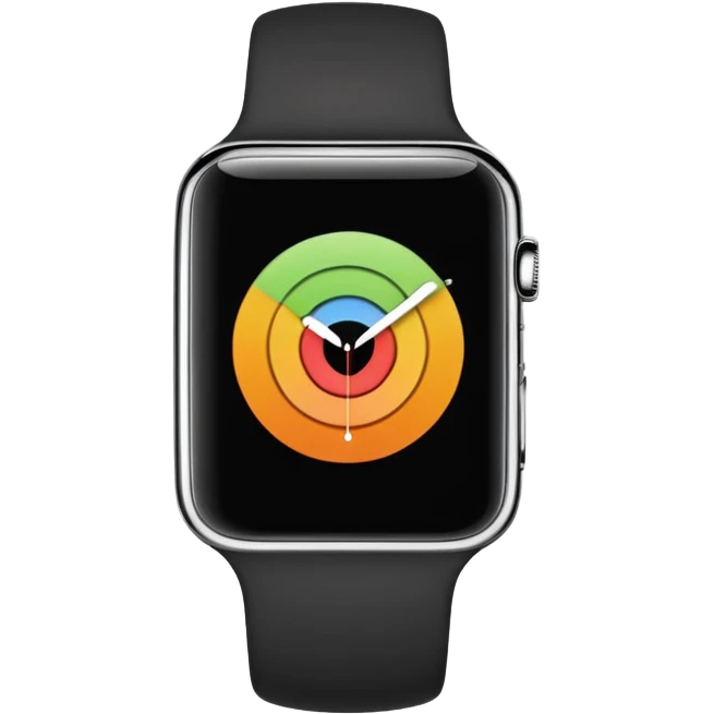 a black apple watch with rings and a #00DDC5 band in the style of an ios emoji  emoji