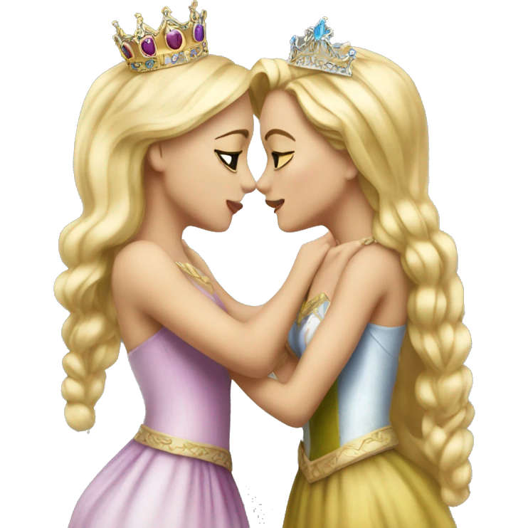 2 women princesses couple blonde kiss emoji