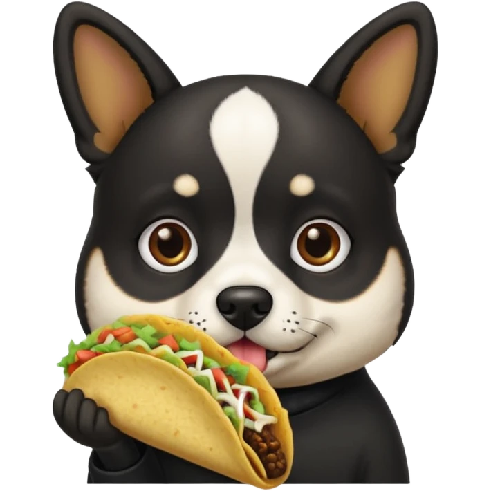 Un perro comiendo unos tacos bien sabrosones emoji