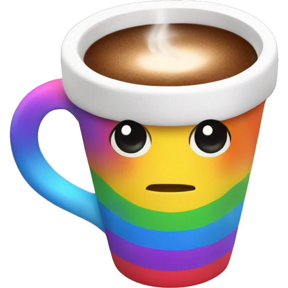 Rainbow coffee cup with hot coco  emoji