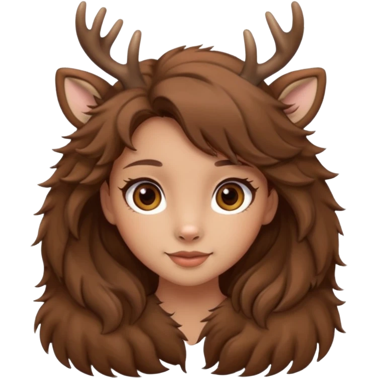 Make a cute girl deer with brown hair and brown eyes emoji