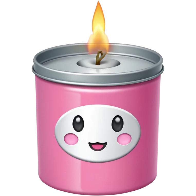pink candle tin with label emoji