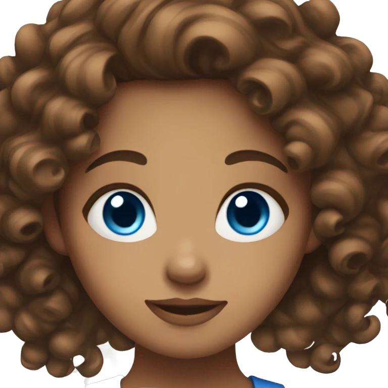 Girl with blue eyes and brown curly hair emoji