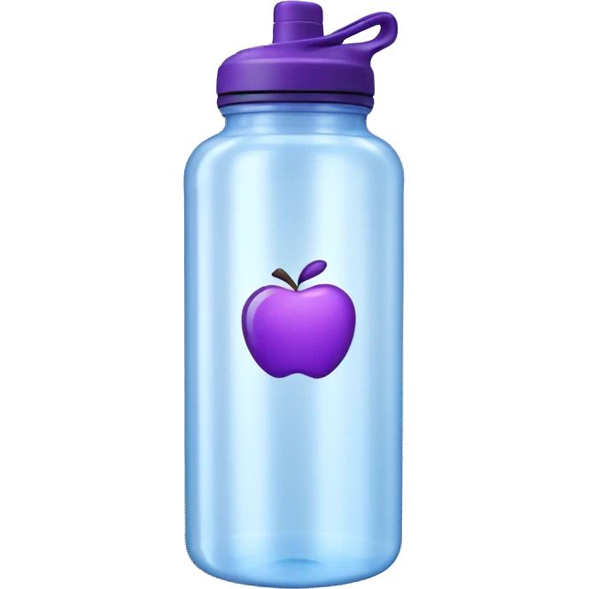 Gym water bottle transparent with purple details and a small apple logo on it  emoji
