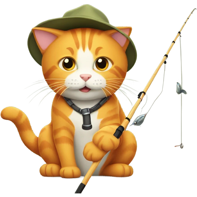 Orange cat with a fishing rod emoji