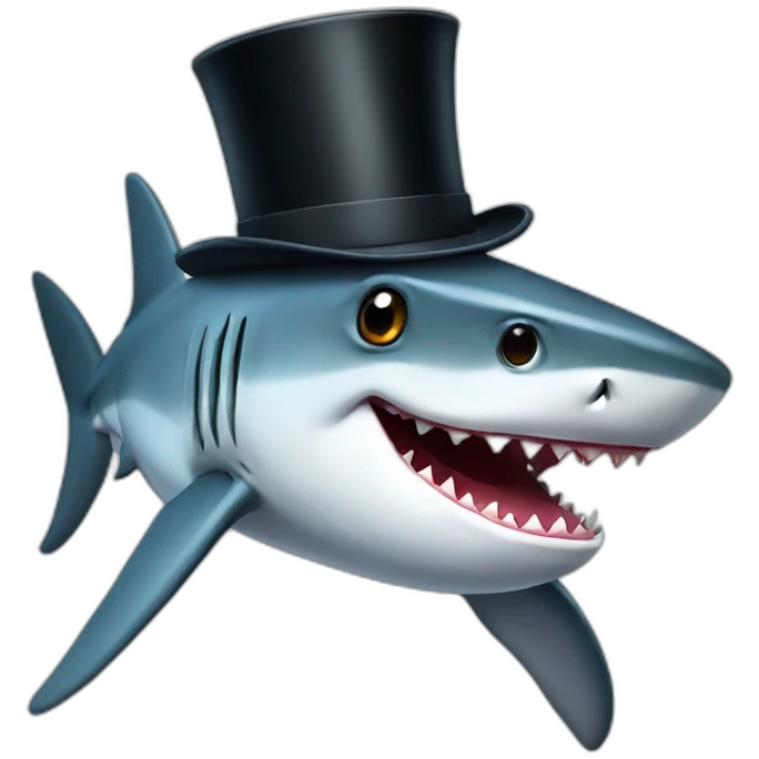 Shark with a top hat emoji
