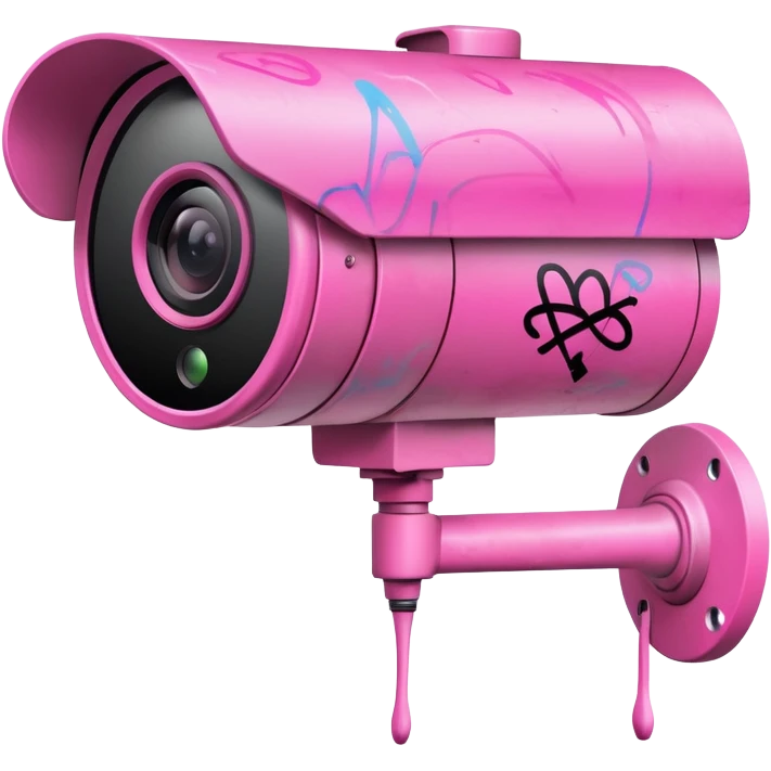 Security Camera pink with graffity emoji