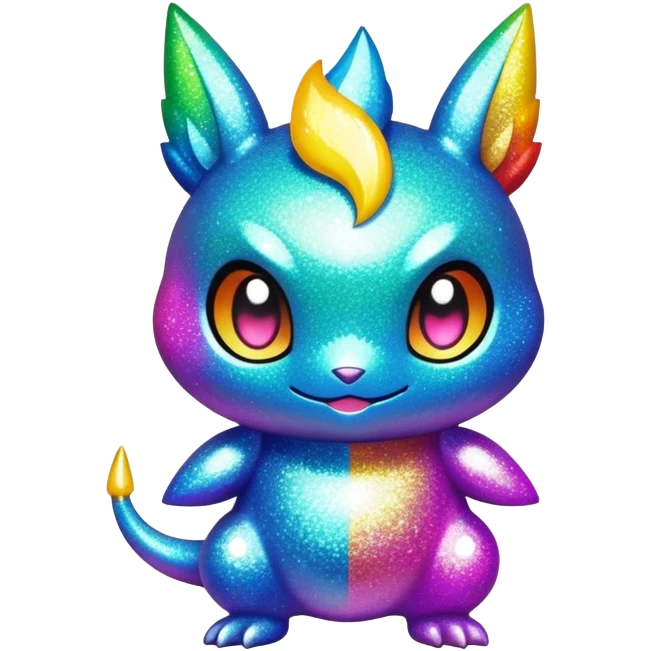 Randomly-colored sparkly chibi Fakémon-creature emoji