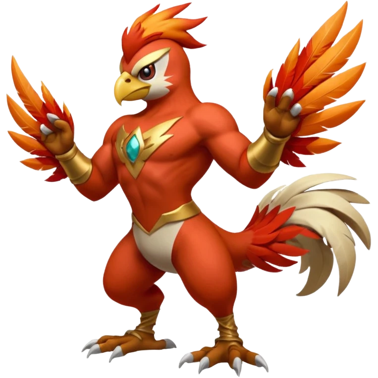 Hawlucha-Combusken-Blaziken-fusion, full body emoji