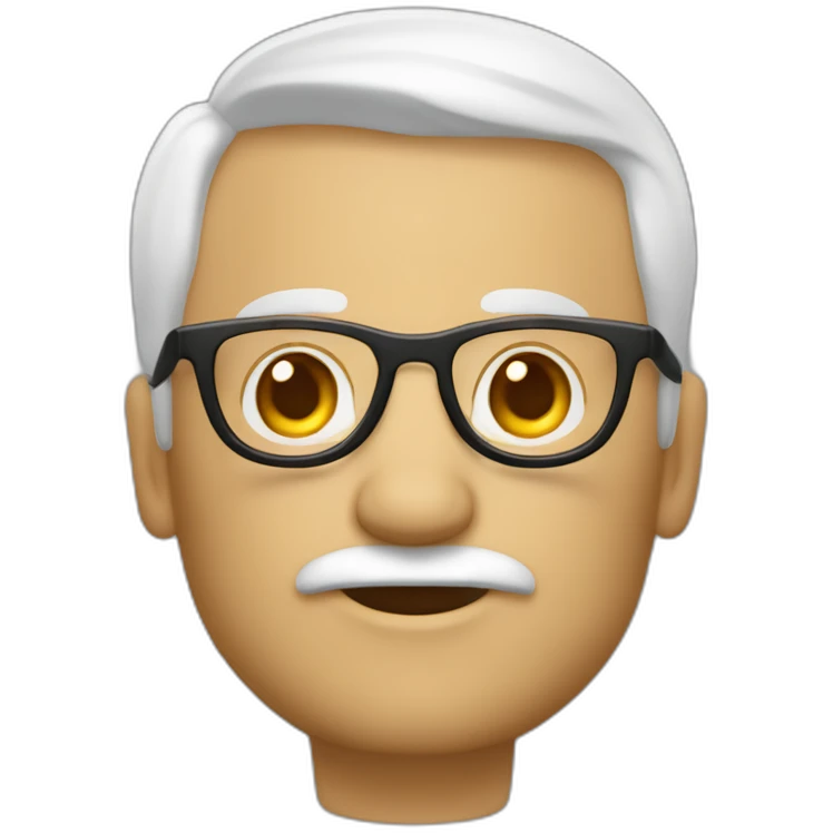 Viel homme mi-chauve cheveux courts blancs, avec lunettes rondes emoji