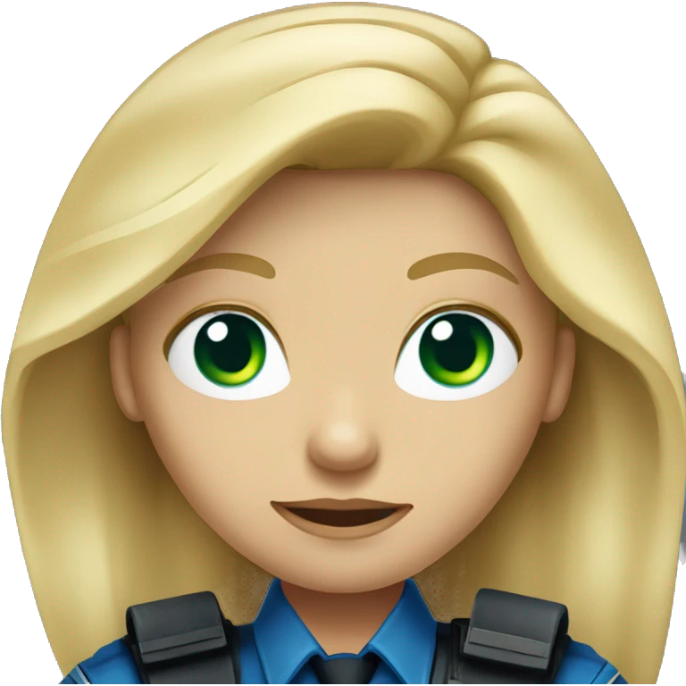 blond long haired girl with green blue eyes as a criminal police officer emoji