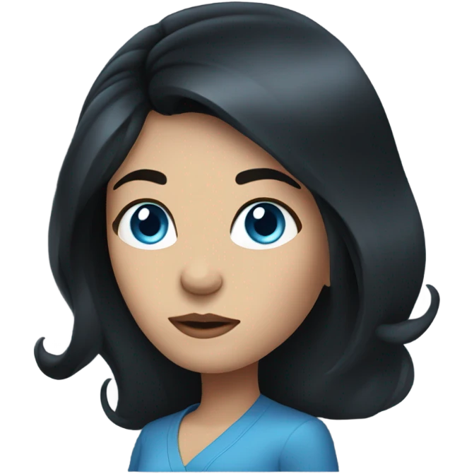woman with black long hair and blue eyes emoji