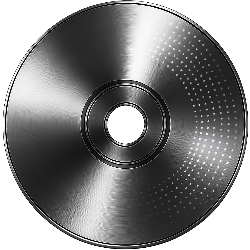 A minimalist CD disc with dot pattern, glowing effect, blue color emoji