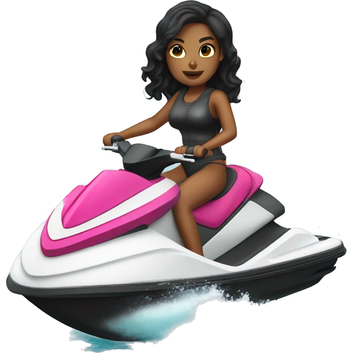 black haired girl riding jet ski emoji