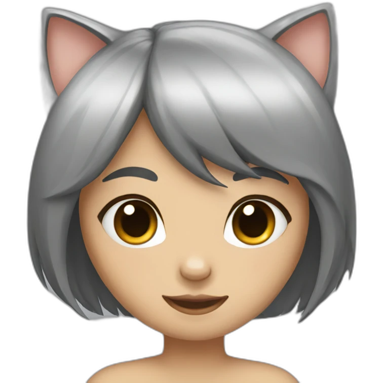 Humanlike Cat female with black hair emoji