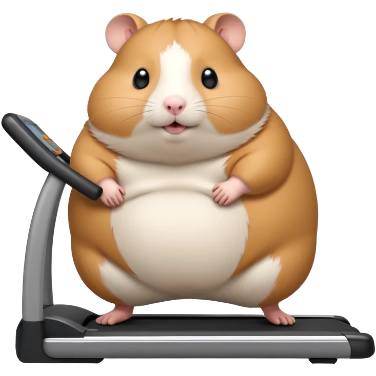 fat hamster big belly trying to run on treadmill sideways emoji