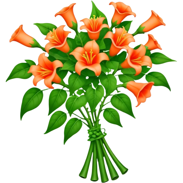 big bouquet Trumpet Vine, luxuriant, stem, leaf emoji