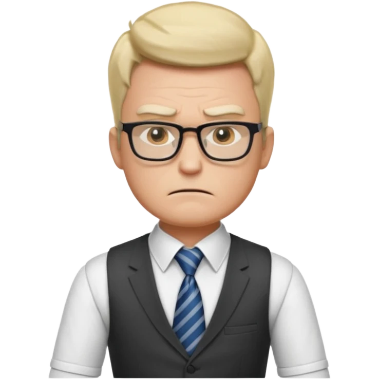 Frowns with Glasses, Strict Teacher: Man with square glasses, vest and tie, arms crossed, angry face

 emoji