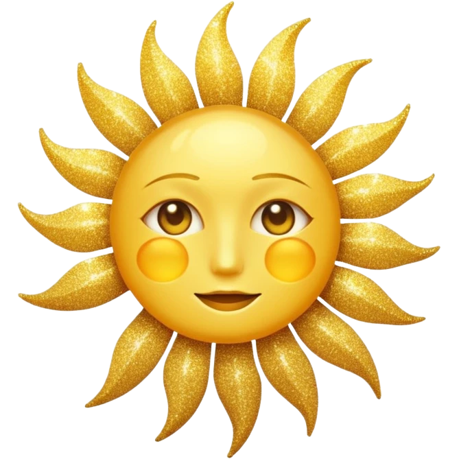 sun in 2d golden glitter in colour without face emoji