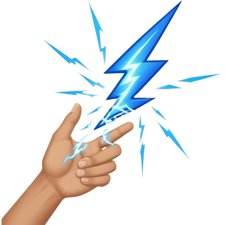 Hand catching a lightning bolt mid-air emoji