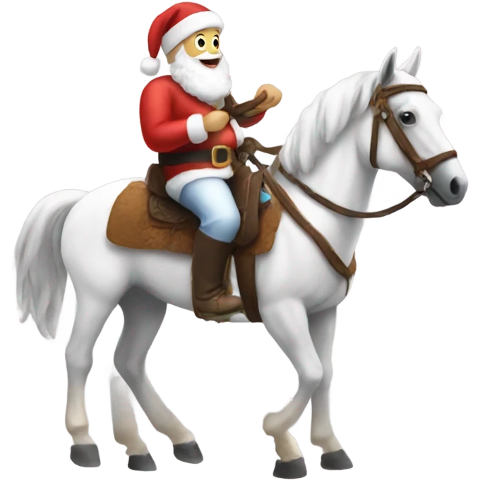 Santa riding a paint horse emoji