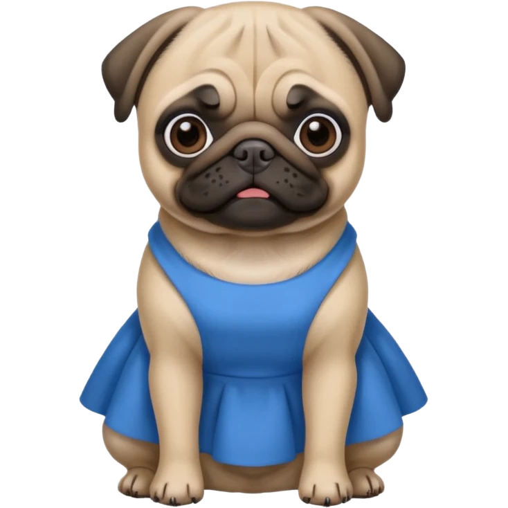 Pug realista com vestido azul emoji