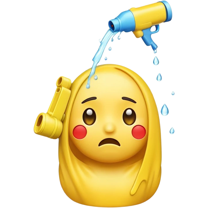 sad emoji with water gun pointing directly at its own head emoji