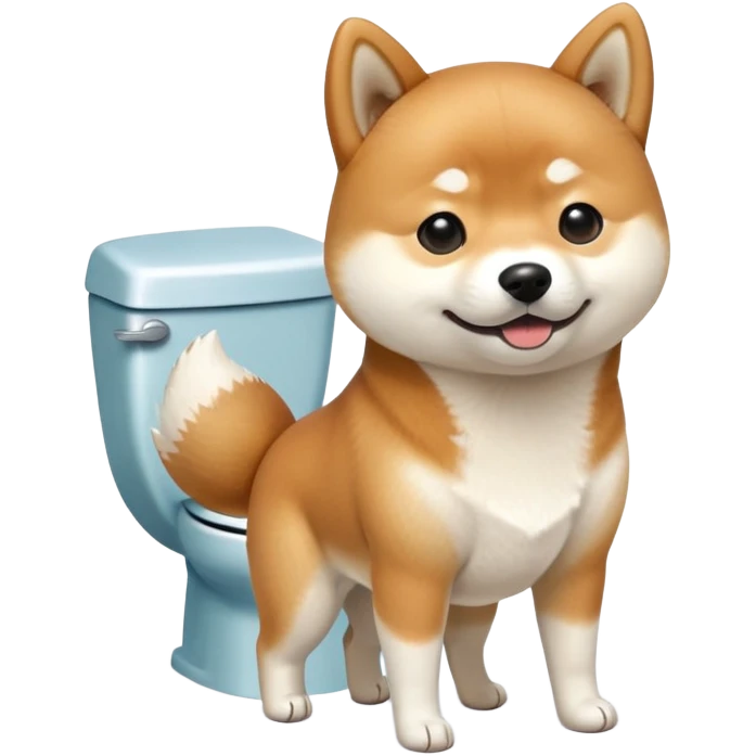 A Shiba Inu is going to the toilet emoji