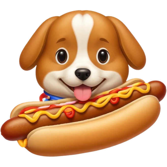 dog eating hotdog emoji