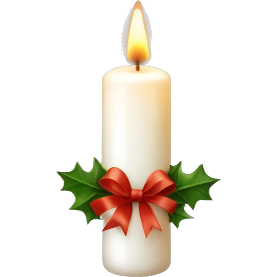 Christmas candle with white ribbon emoji
