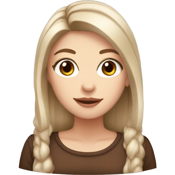 White girl with brown long hair and hot chocolate  emoji
