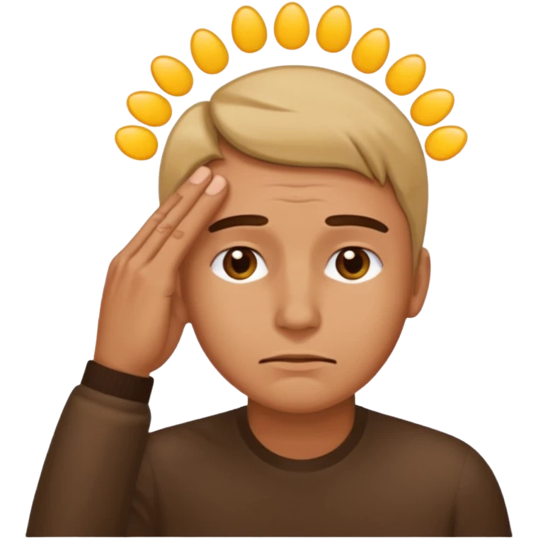 he touched emoji with a furrowed brow and a hand on the forehead emoji