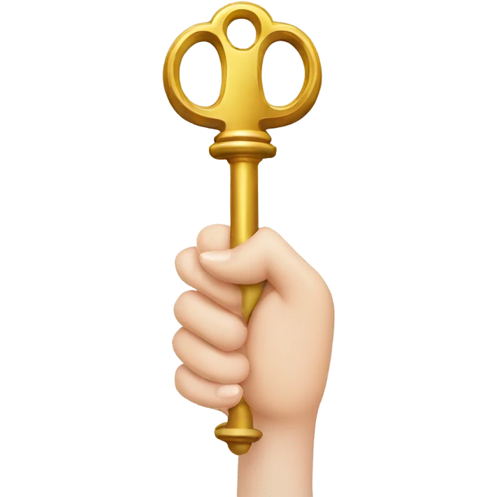 Hand holding elegant key emoji