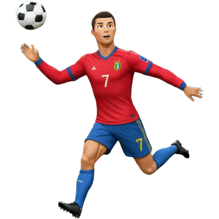 Ronaldo scoring a goal, stadium full of fans, dynamic action, vibrant colors emoji