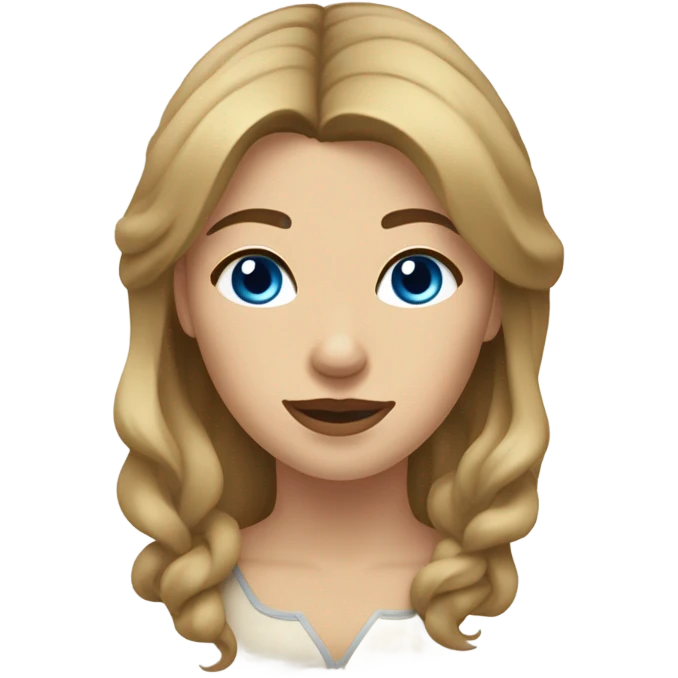Femme cheveux châtain yeux bleus avec Husky beige dorer  emoji