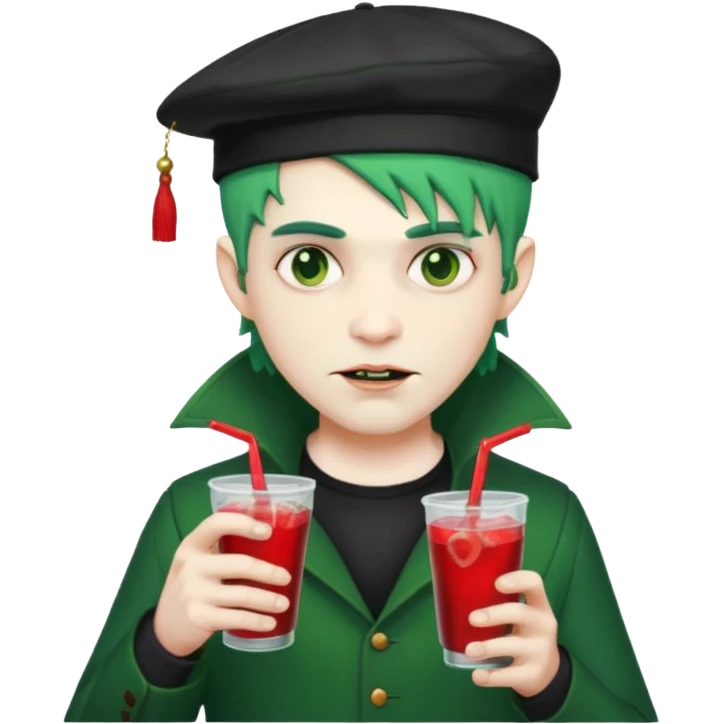 vampire men  green hair Drink holders with hat  emoji