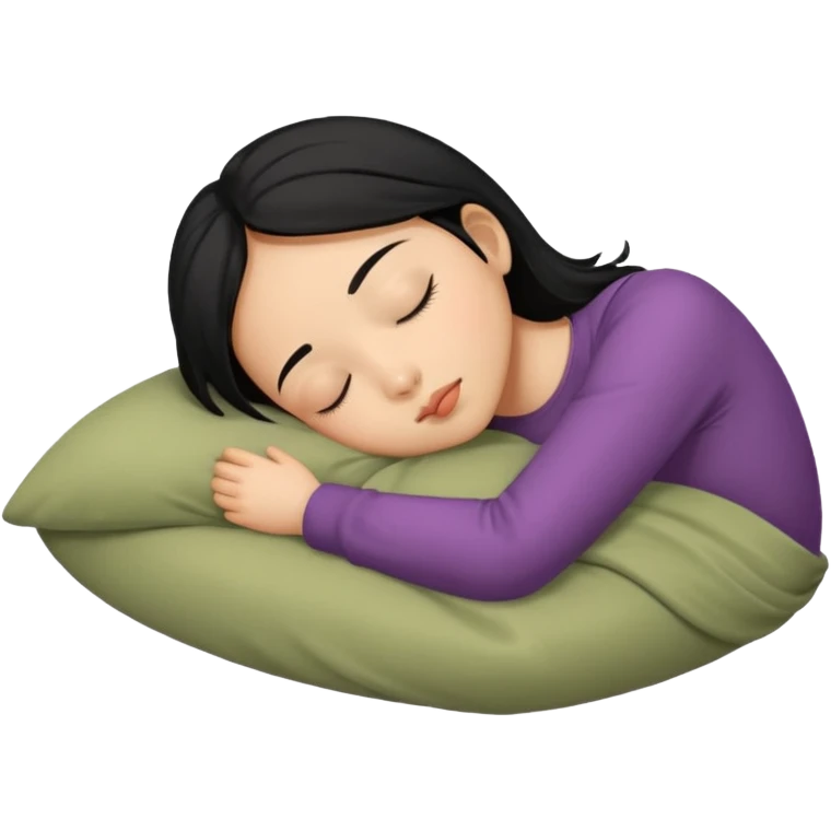 Black haired, olive-skinned Asian girl sleeping alone  emoji