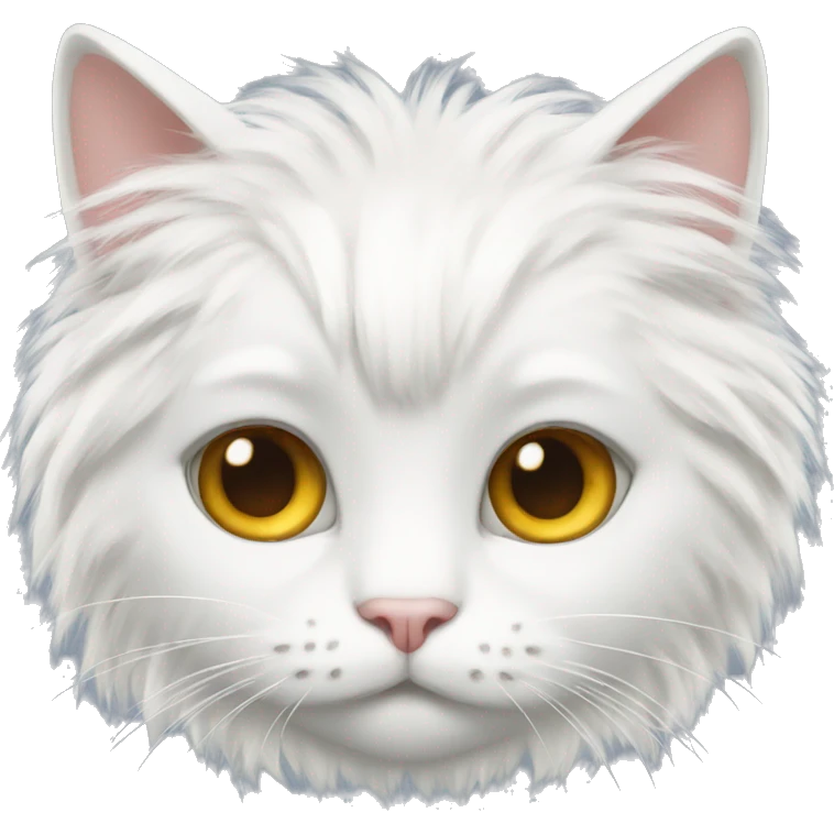 White cat with long fluff emoji