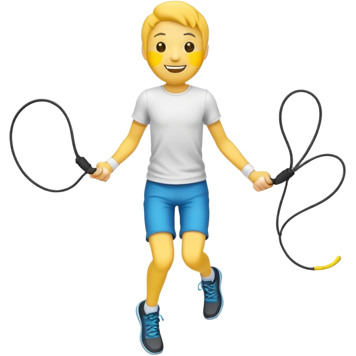 person jumping rope, simple yellow face emoji