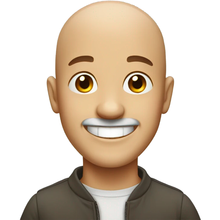 bald man with cheerful grin emoji