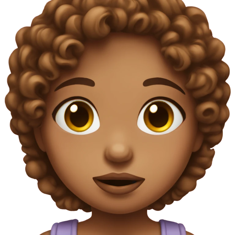 Girl mit brown curly hair that is blowing a babypink kiss emoji