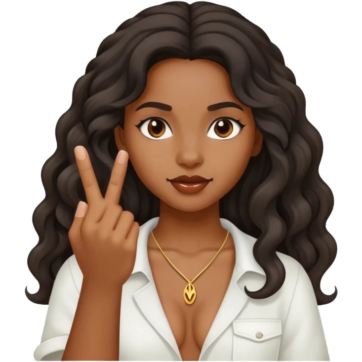 black girl with wavy long grit doing the middle finger  emoji