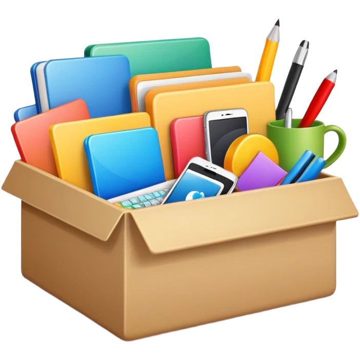 Box full of desktop material  emoji