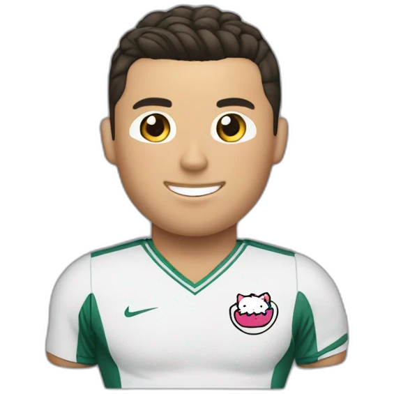 Cristiano Ronaldo typing Hello Kitty emoji